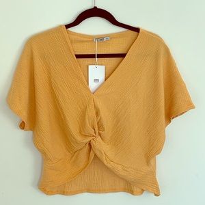 ZARA 🌞 Twist Front Crop Top- Mustard